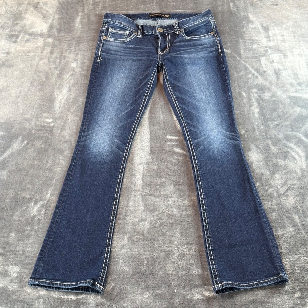Express Jeans Stella Barely Boot Low Rise‎ Dark Wash Denim Blue Size 4